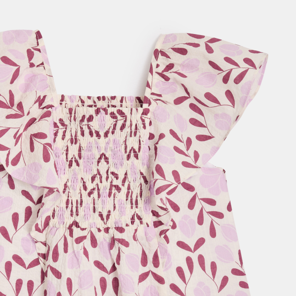 فستان مطبوع واسع وردي اللون للفتيات